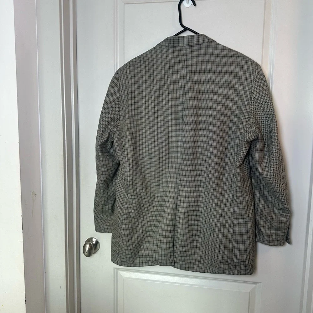 Vintage 90s Lauren Ralph Lauren Houndstooth Silk&Wool 2 Button Blazer/Sport Coat